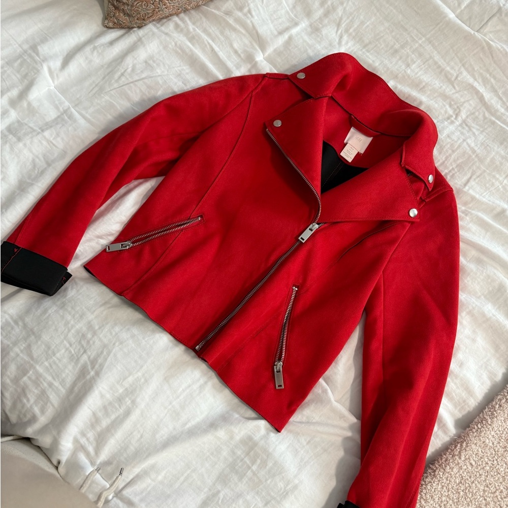 H&M Red Leather Jacket for Women